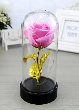 Роза в колбе с LED МАЛЕНЬКАЯ №A54 Розовая SKL11-283033