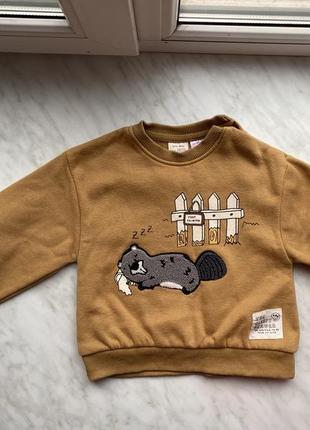 Горчичный тёплый детский свитер zara 18/24 92см