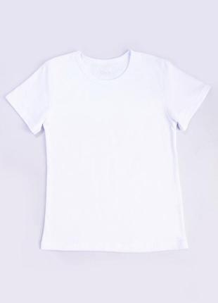 Белая детская футболка на рост 98см, унисекс, хлопок 100%