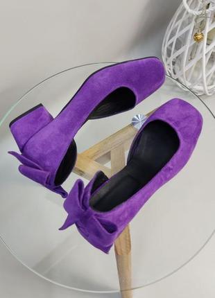 Эксклюзивные туфли из натуральной итальянской замши фиолетовые