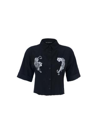 Укороченная рубашка с принтом quzu 21y11313-001