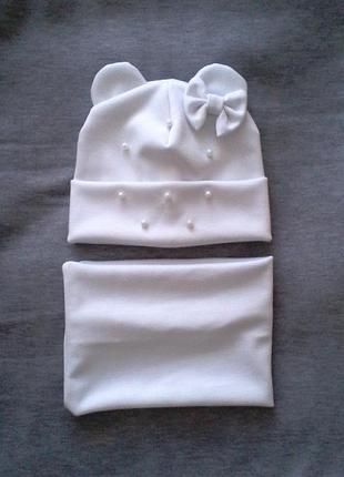Шапочка шапка 0-9р с ушками для девочки детские головние убори