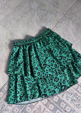 Леопардовая юбка с рюшами