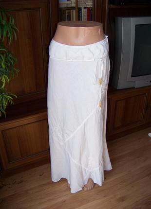 Белая длинная плотная хлопковая юбка с вышивкой next 12uk eur4...