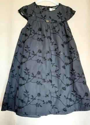 Нарядное темно серое платье с вышивкой exit на 8 лет (128см)