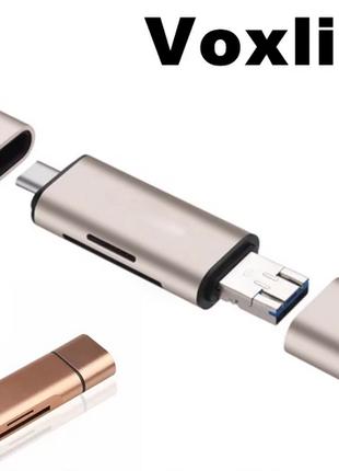 Универсальный кард-ридер 5в1 OTG USB, Type-C, microUSB - Micro...
