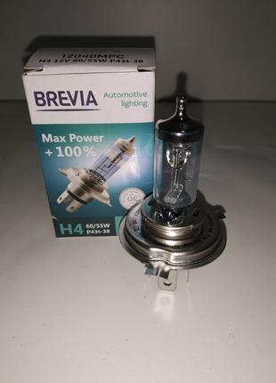 Авто лампа BREVIA H4 MAX POWER +100% 12V