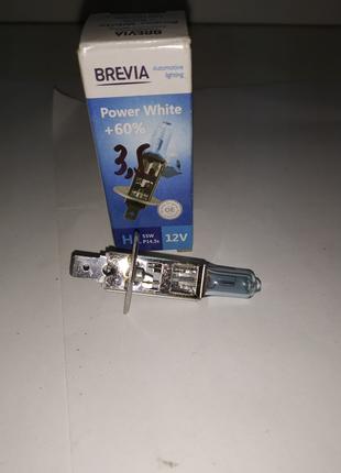 Авто лампа Brevia 12V H1 Power White +60%