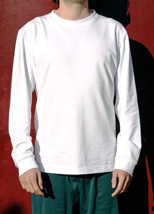 Лонгслив белый унисекс (футболка с длинным рукавом)