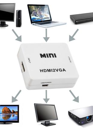 Конвертер HDMI2VGA перехідник з HDMI на VGA + 3.5 Audio