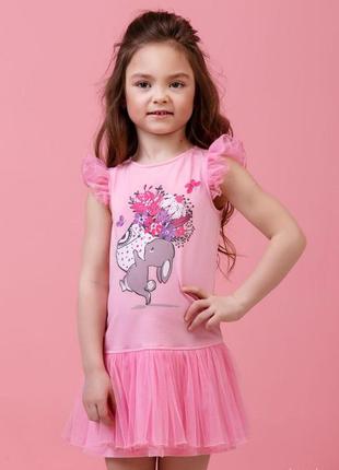 Детское платье для девочки розовый зайчонок