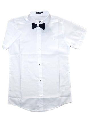 Рубашка для мальчика с коротким рукавом белая