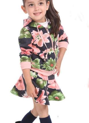 Детский костюм для девочки с юбкой "цветы", 122
