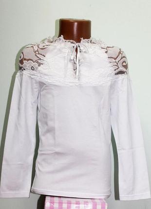 Блуза для девочки с кружевом трикотажная