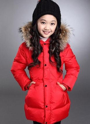 Детское зимнее пальто на девочку подростковое красное