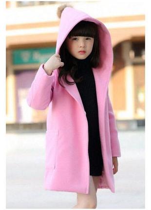 Детское кашемировое пальто для девочки с капюшоном