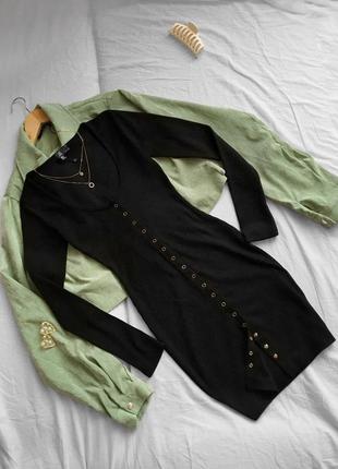 Актуальна чорна трикотажна сукня на кнопках від missguided