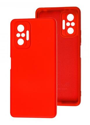 Силиконовый чехол для Xiaomi Redmi Note 10 Pro Красный микрофи...
