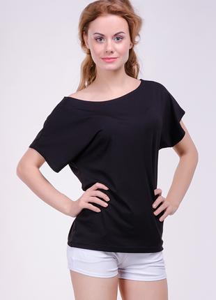 Модная женская футболка "Хулиганка", однотонная, черная Код/Ар...