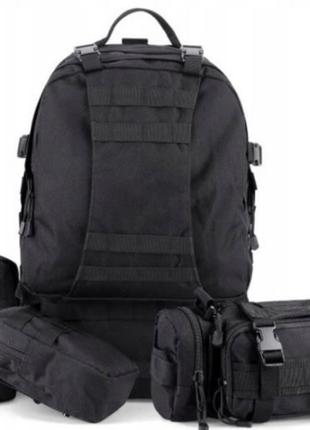 Тактичний рюкзак чорний 60 л з підсумками тактический военный