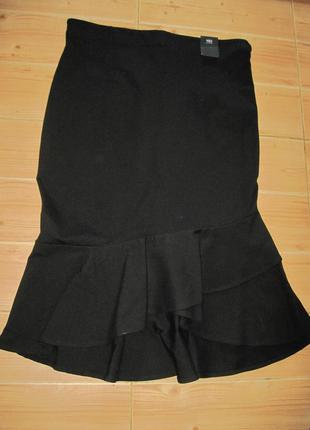 .новая плотная черная юбка "m&s" р. 54. пояс- резинка.