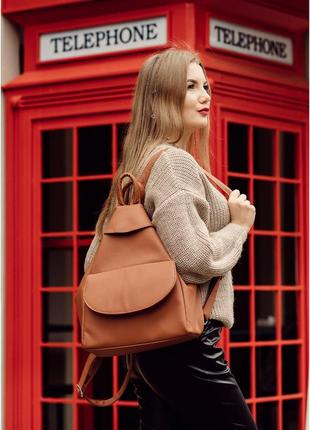 Рюкзак светло-коричневый рыжий женский стильный кожа эко