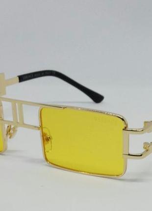 Versace желтые стильные узкие прямоугольные солнцезащитные очк...