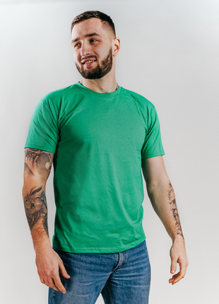 Базова білі-зелена чоловіча футболка 100% бавовна (+25 кольорів)