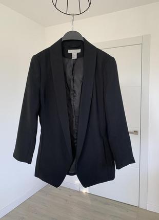 Чорний класичний піджак/блейзер без гудзиків h&m, розмір 36-38