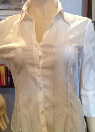 Замечательная, натуральная, белая рубашка-стрейч  бренда h&m, ...