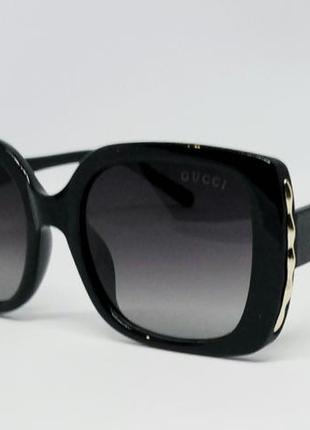 Gucci очки женские солнцезащитные черные с градиентом поляризи...