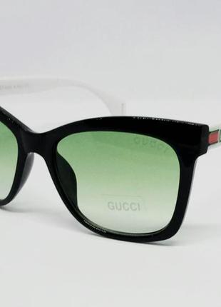 Gucci женские солнцезащитные очки линзы зеленые дужки белые