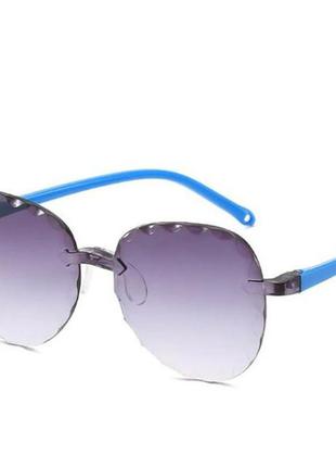 Безоправные детские очки-авиаторы от солнца с серой градиентно...