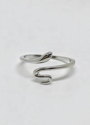 Кольцо змейка серебро 925 покрытие стильное колечко змея