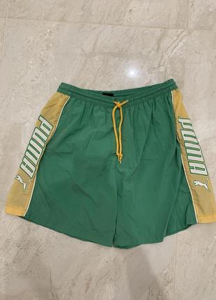Спортивные винтажные шорты puma мужские зеленые