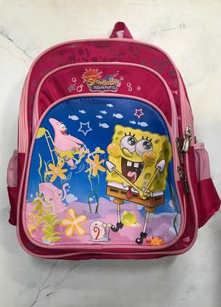 Рюкзак в школу для девочки спанч боб, розовый школьный ранец д...