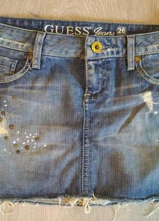 Стильная мини юбка guess jeans. размер 26.