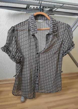 Блуза сорочка чорна сіра 44 розмір жіноча