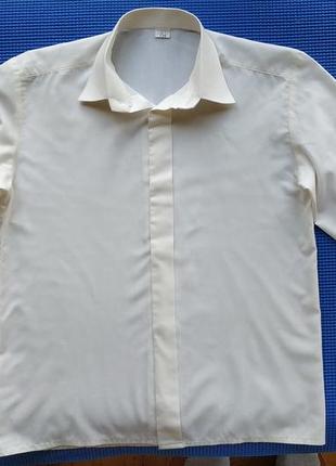 Белая нарядная рубашка мальчику на 7-9 лет, 134