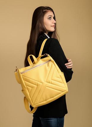 Рюкзак желтый женский кожа эко сумка-рюкзак желтая