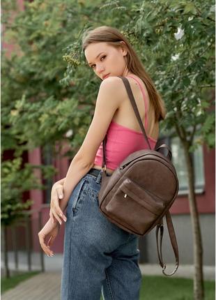 Рюкзак коричневый женский стильный кожа нубук эко разные цвета