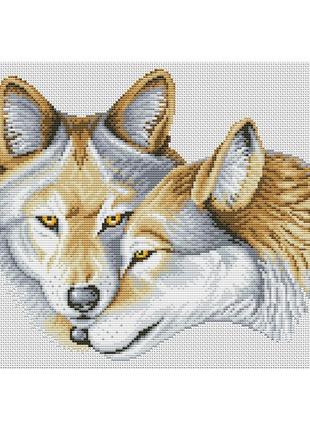 Набір для вишивання нитками хрестом "Закохані вовки" сніг зима...