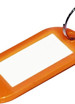 Брелок для ключей пластмассовый с кольцом 50х22мм:Оранжевый