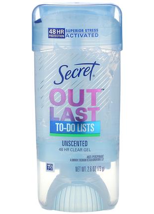 Secret, Outlast, прозрачный дезодорант-гель без отдушки, дейст...
