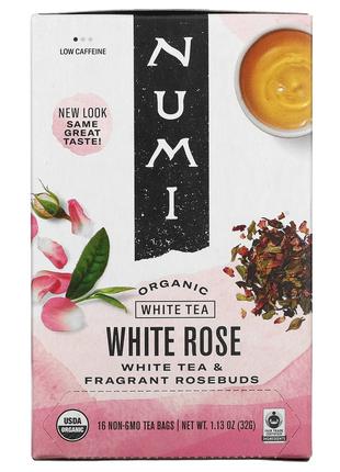 Numi Tea, органический чай, белый чай, белая роза, 16 чайных п...