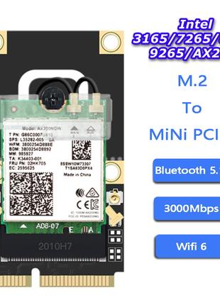 Переходник Wi-Fi адаптера M.2 (A+E) на miniPCI-e с антенными вх.