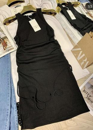 Чёрное трикотажное платье/сарафан/туника  zara