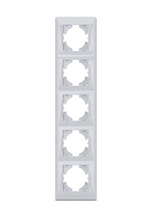 Рамка на 5 мест вертикальная VIDEX BINERA серебряный шелк