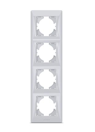 Рамка на 4 места вертикальная VIDEX BINERA серебряный шелк