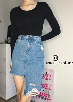 Асимметричная юбка джинсовая new look
